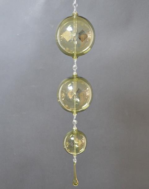 Lichtmolen hangend, rond, 90 mm, olijfgroen gecombineerd met andere maten en een glasdruppel