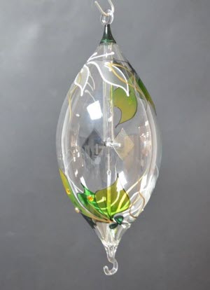 Lichtmolen hangend ovaal, groene orchidee-motief, 80 mm