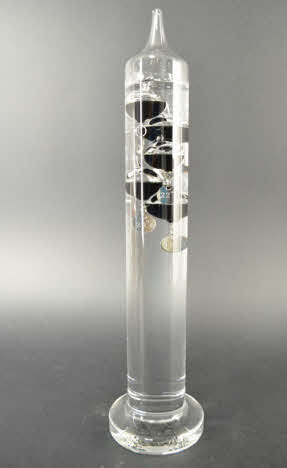 Galileo Thermometer 34 cm- zwarte vloeistofbollen