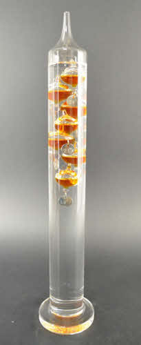 Galileo Thermometer 42 cm- cognackleurige bollen