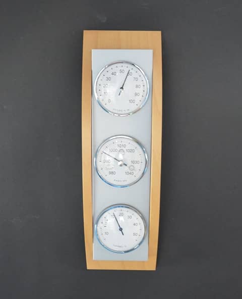 Barometer Beuken + Aluminiumkleur - Weerstation met Thermometer en Hygrometer