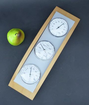 Barometer Beuken + Aluminiumkleur - Weerstation met Thermometer en Hygrometer