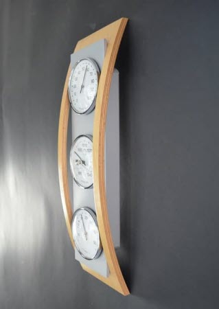 Barometer Beuken + Aluminiumkleur - Weerstation met Thermometer en Hygrometer