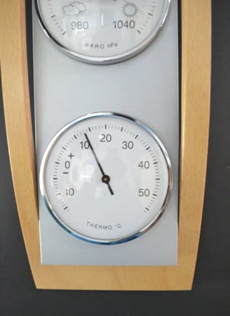 Barometer Beuken + Aluminiumkleur - Weerstation met Thermometer en Hygrometer