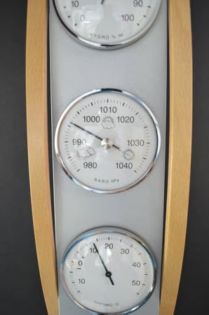 Barometer Beuken + Aluminiumkleur - Weerstation met Thermometer en Hygrometer