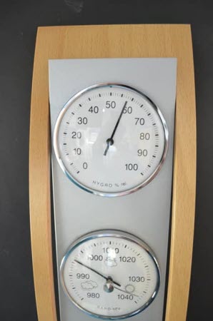 Barometer Beuken + Aluminiumkleur - Weerstation met Thermometer en Hygrometer