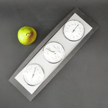 Barometer Beuken + Antracietkleur - Weerstation met Thermometer en Hygrometer