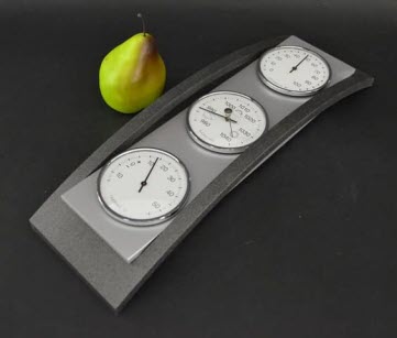 Barometer Beuken + Antracietkleur - Weerstation met Thermometer en Hygrometer