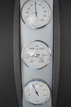 Barometer Beuken + Antracietkleur - Weerstation met Thermometer en Hygrometer